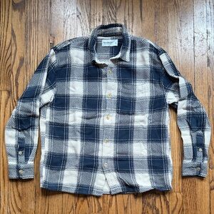 Abercrombie & Fitch Navy and Cream Plaid Shirt Jacket